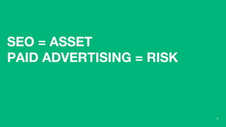 6
SEO = ASSET
PAID ADVERTISING = RISK
 