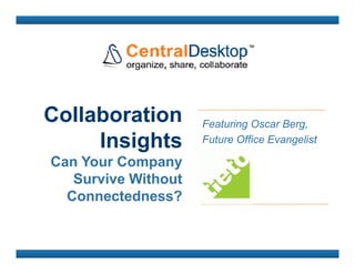 Collaboration        Featuring Oscar Berg,
     Insights        Future Office Evangelist

Can Your Company
   Survive Without
  Connectedness?
 