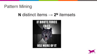 Pattern Mining
N distinct items → 2N itemsets
 