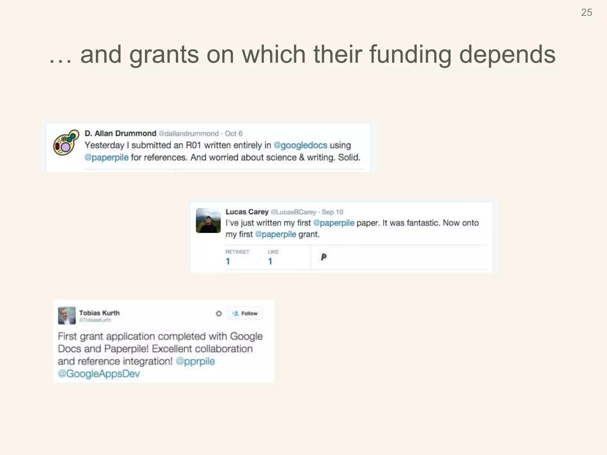 25
… and grants on which their funding depends
 