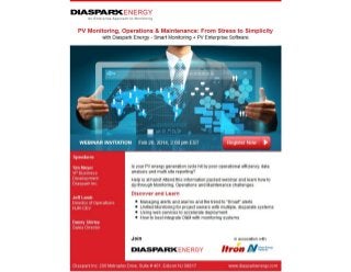 Webinar – PV Monitoring, Operations & Maintenance: From Stress to Simplicity with Diaspark Energy – Smart Monitoring + PV Enterprise Software