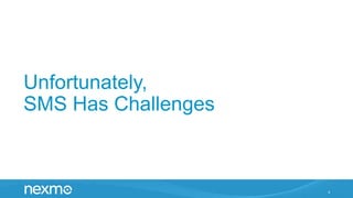 Unfortunately,
SMS Has Challenges
4
 