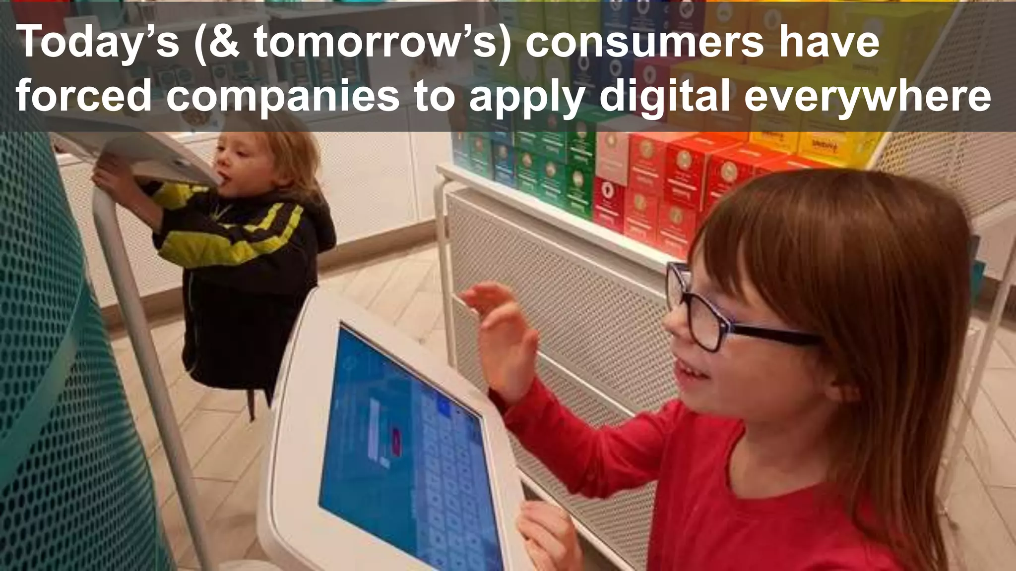 Today’s (& tomorrow’s) consumers have
forced companies to apply digital everywhere
 
