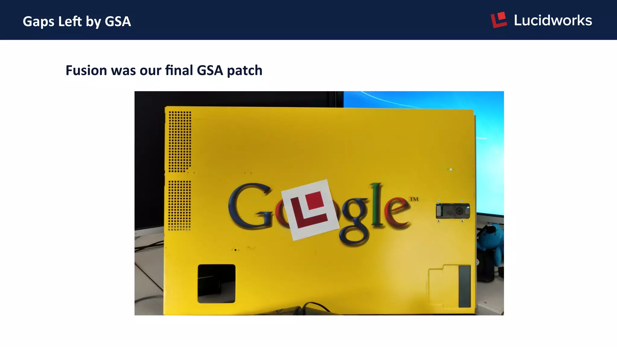 Gaps	
  LeH	
  by	
  GSA	
  
Fusion	
  was	
  our	
  ﬁnal	
  GSA	
  patch	
  
 