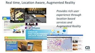 14 © 2014 CA. ALL RIGHTS RESERVED.
Real time, Location Aware, Augmented Reality
Provides rich user
experience through
location based
services and
Augmented Reality
 