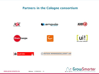 www.grow-smarter.eu Webinar - 27/09/2016 - 13
Partners in the Cologne consortium
 
