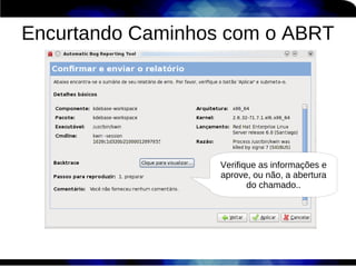Encurtando Caminhos com o ABRT




                   Verifique as informações e
                   aprove, ou não, a abertura
                          do chamado..
 