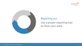 © 2015 N-able Technologies, Inc. All rights reserved. 23
Reporting 101
Use a proper reporting tool
to show your work
 