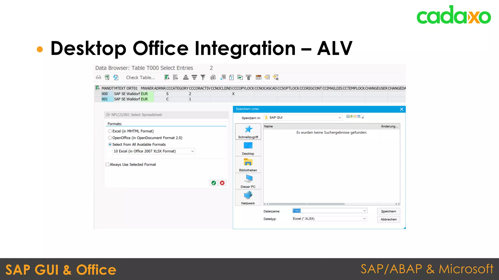 SAP/ABAP & MicrosoftSAP GUI & Office
 Desktop Office Integration – ALV
 