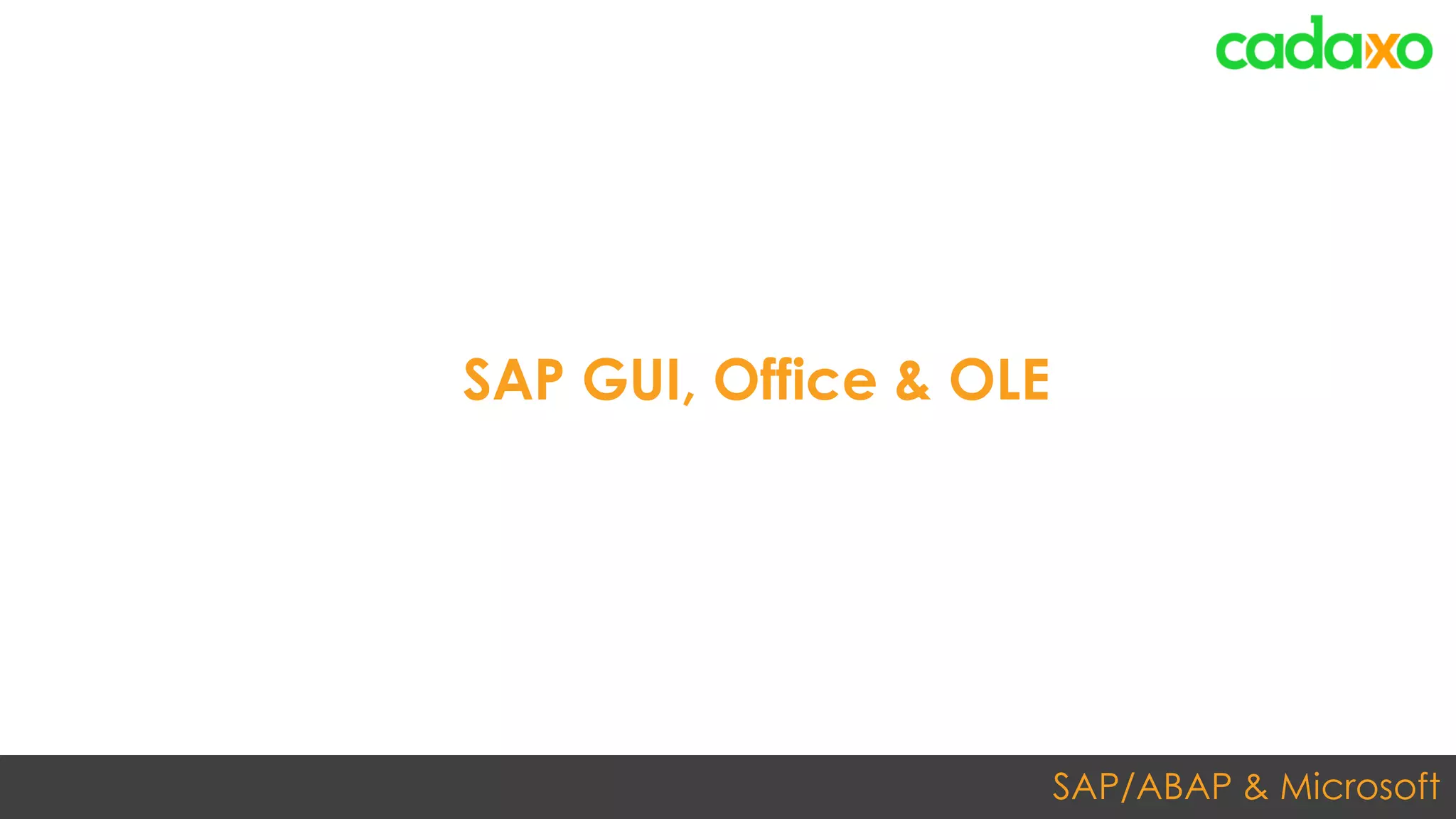 SAP/ABAP & Microsoft
SAP GUI, Office & OLE
 