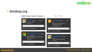 SAP/ABAP & Microsoftabap2xlsx
 dotabap.org
 