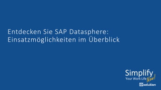 Entdecken Sie SAP Datasphere:
Einsatzmöglichkeiten im Überblick
 