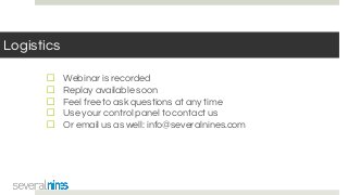 Logistics
☐ Webinar is recorded
☐ Replay available soon
☐ Feel free to ask questions at any time
☐ Use your control panel to contact us
☐ Or email us as well: info@severalnines.com
 