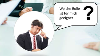 Was
?
Welche Rolle
ist für mich
geeignet
Was
?
Welche Rolle
ist für mich
geeignet
 