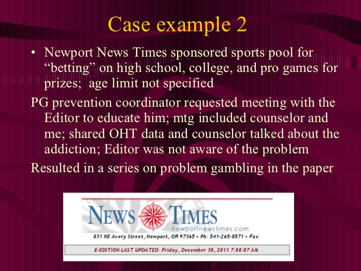 Problem gambling examples