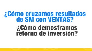 ¿Cómo cruzamos resultados
de SM con VENTAS?
Pablo Di Meglio
¿Cómo demostramos
retorno de inversión?
@pablodimeglio

#FormaciónEBusiness

 