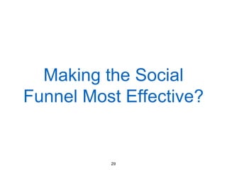 Making the Social
Funnel Most Effective?
29
Focus

Audience

Goals
 