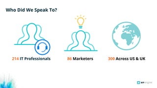 Who Did We Speak To?
214 IT Professionals 86 Marketers 300 Across US & UK
 