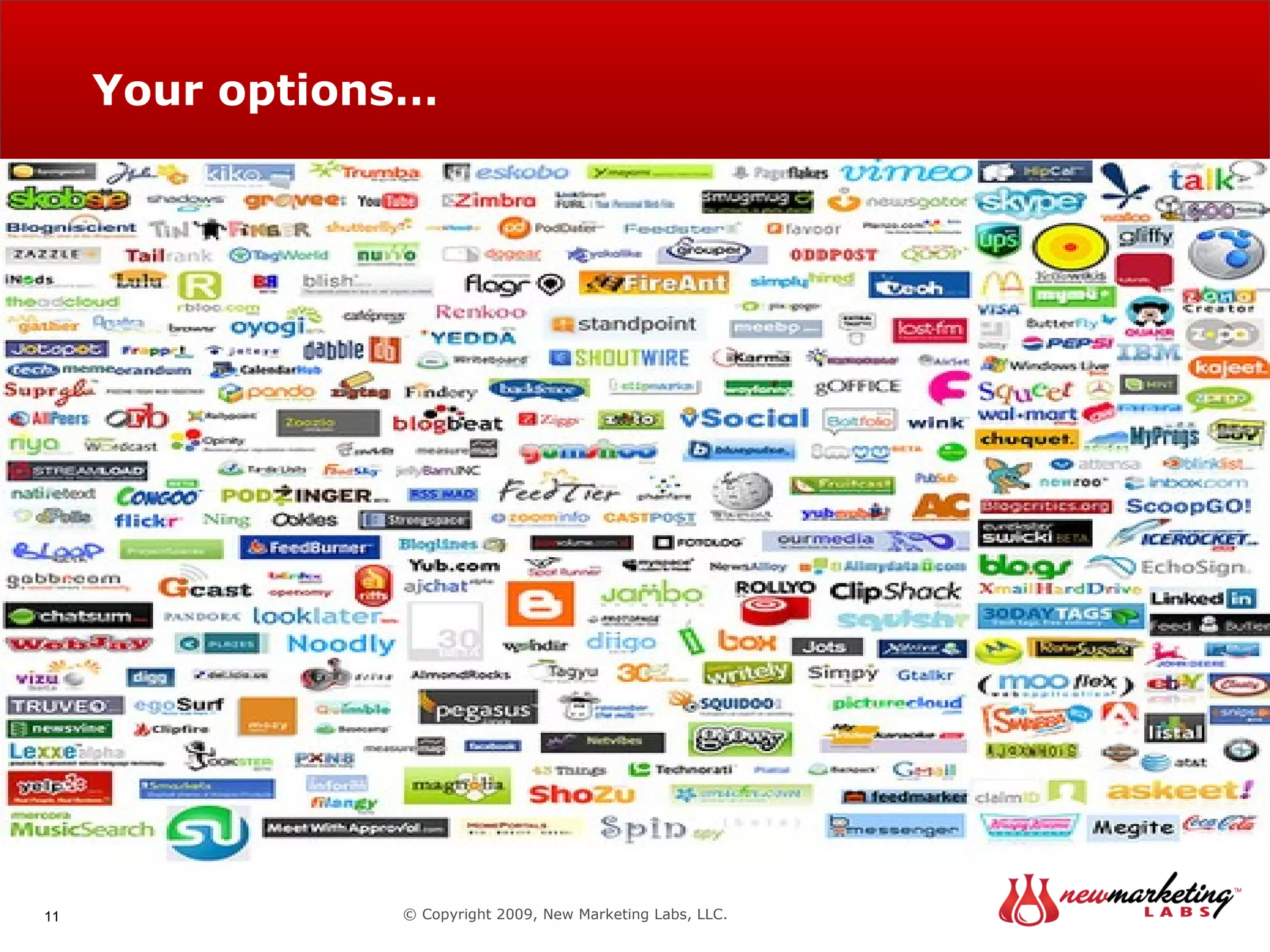 Your options… © Copyright 2009, New Marketing Labs, LLC. 