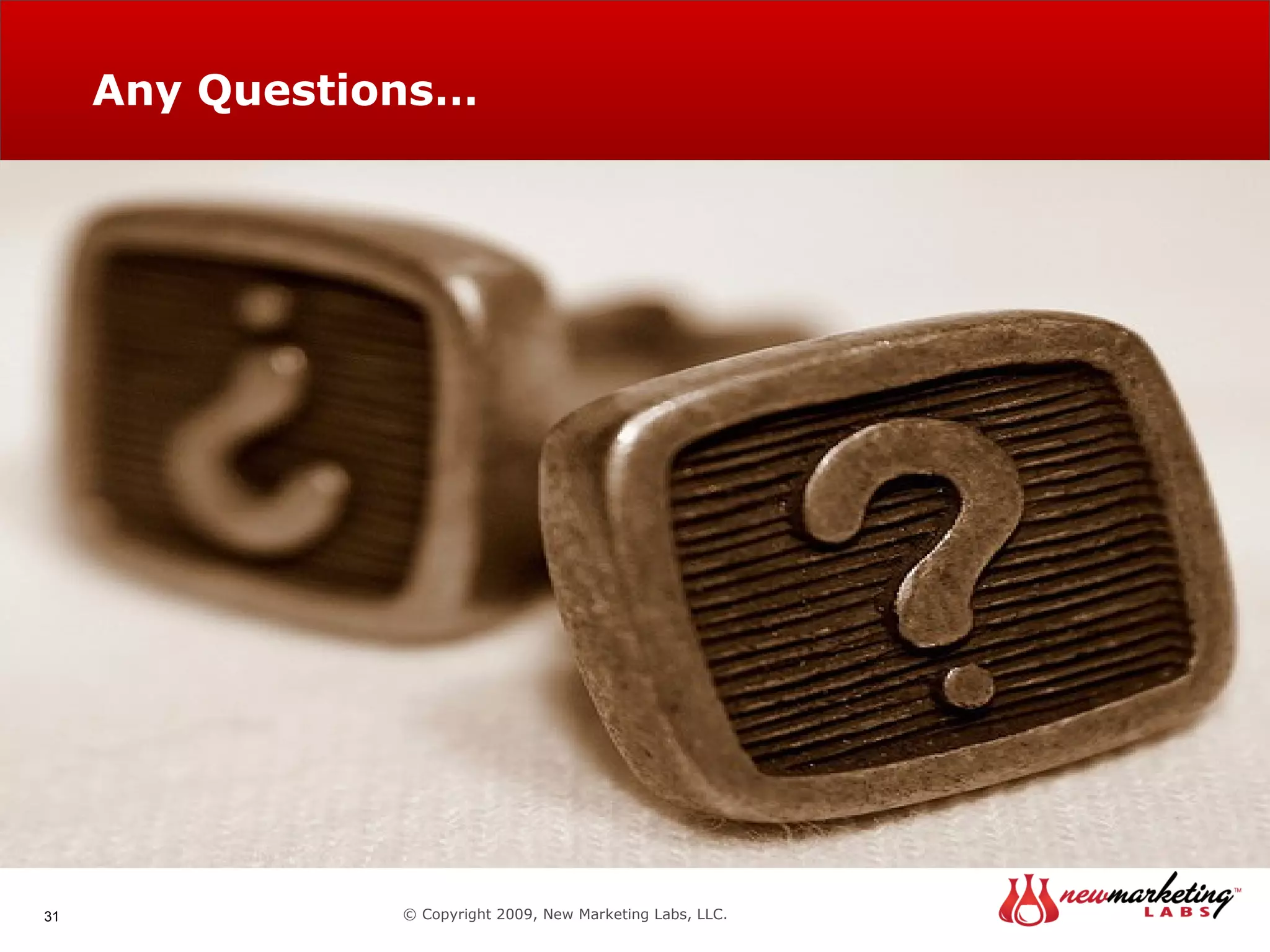 Any Questions… © Copyright 2009, New Marketing Labs, LLC. 