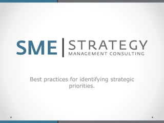 Best practices for identifying strategic
priorities.
 