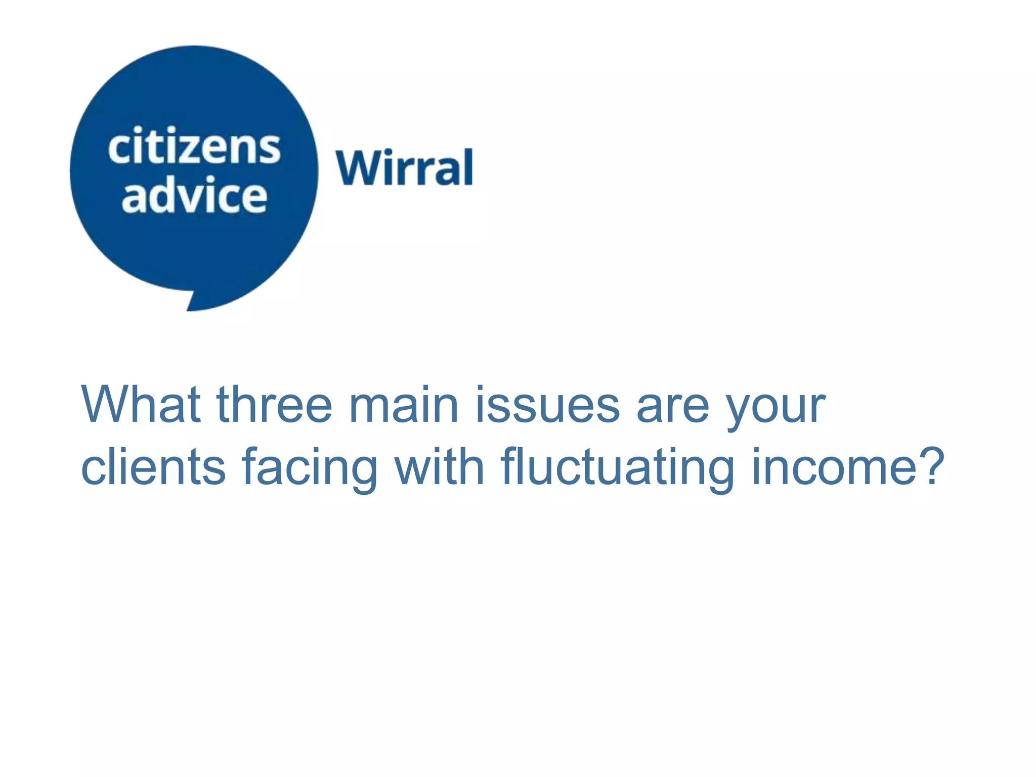 What three main issues are your
clients facing with fluctuating income?
 