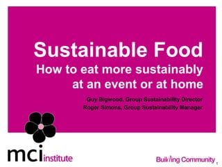 Sustainable FoodHow to eat more sustainably at
an event or at home
MCI Sustainability Services
 