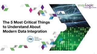1
The 5 Most Critical Things
to Understand About
Modern Data Integration
 