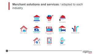 9
Merchant solutions and services / adapted to each
industry
 