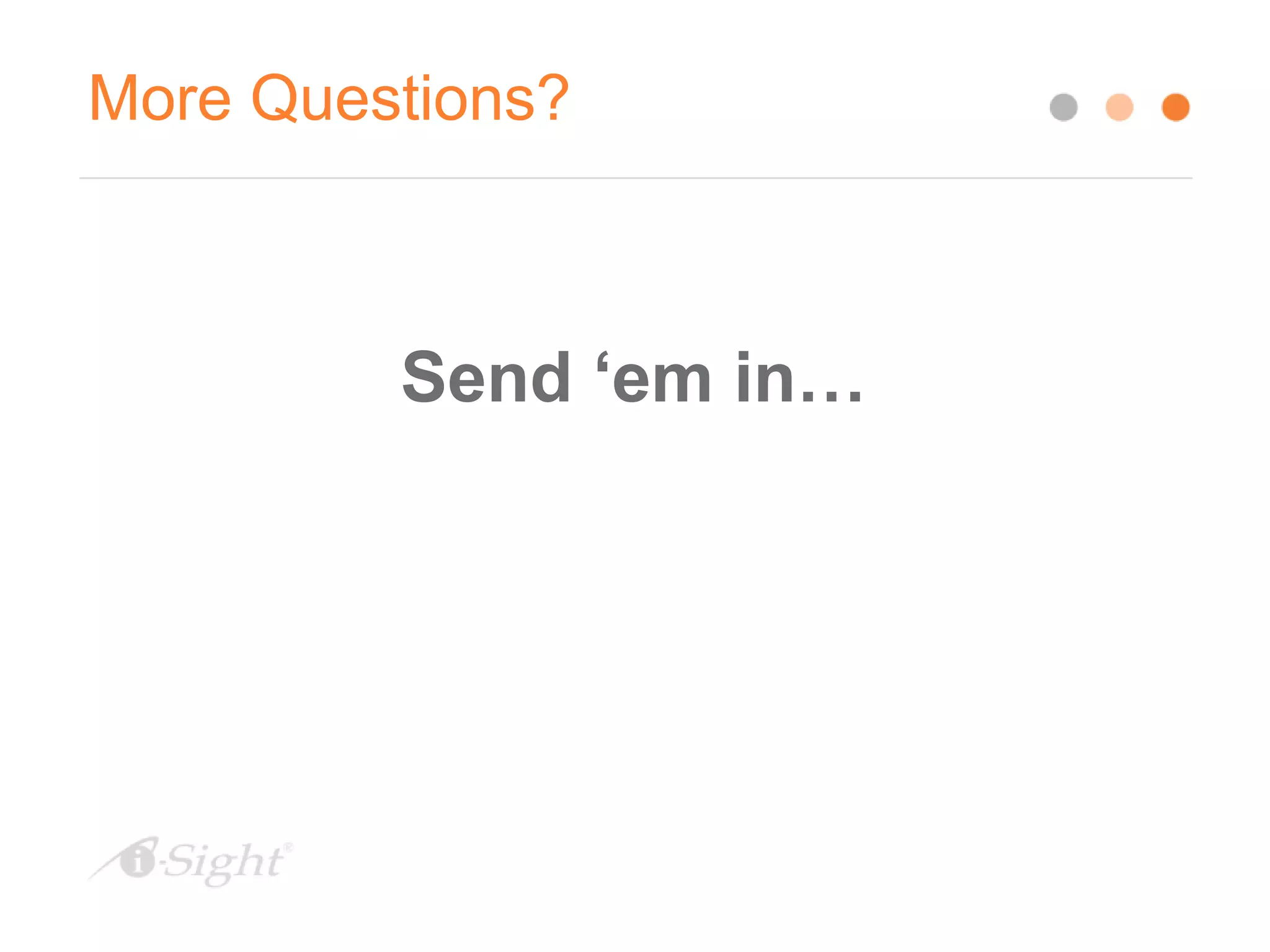 More Questions?
Send ‘em in…
 