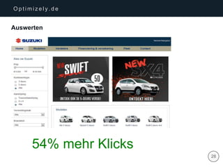 | 28
O p t i m i z e l y . d e
Auswerten
54% mehr Klicks
 