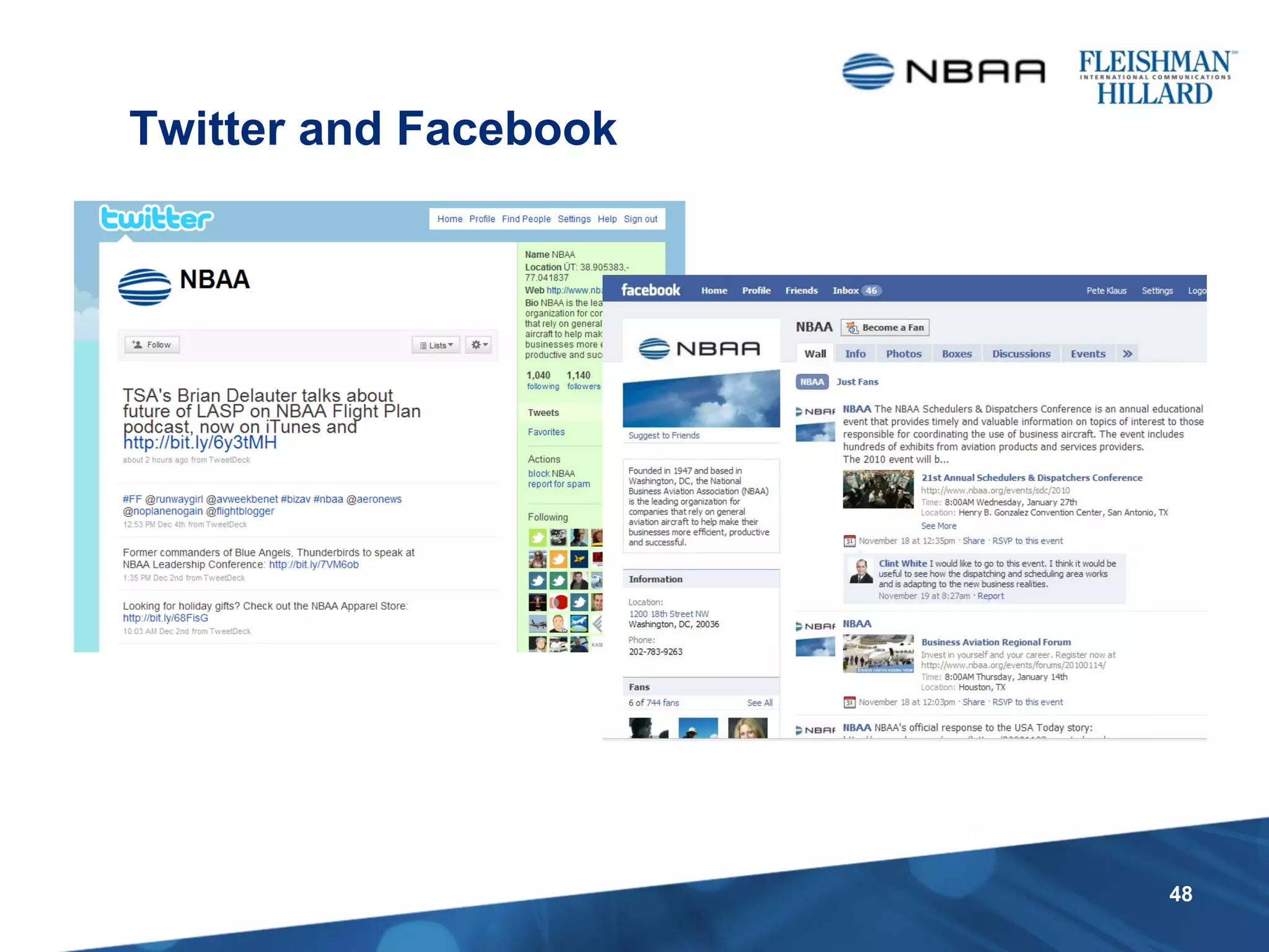 Twitter and Facebook 