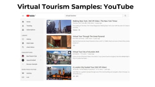 Virtual Tourism Samples: YouTube
 