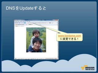 DNSをUpdateすると




                www.kentama.com
                 に変更できる！
 