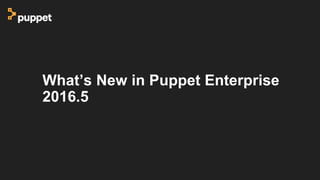 What’s New in Puppet Enterprise
2016.5
 