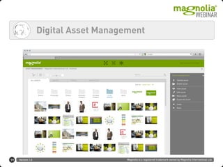 Version 1.0 Magnolia is a registered trademark owned by Magnolia International Ltd.
Digital Asset Management
19
 