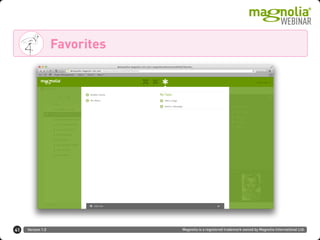 Version 1.0 Magnolia is a registered trademark owned by Magnolia International Ltd.
Favorites
41
 