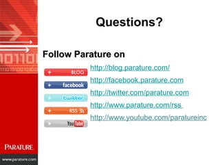 Follow Parature on <ul><li>http://blog.parature.com/ </li></ul><ul><li>http://facebook.parature.com </li></ul><ul><li>http...