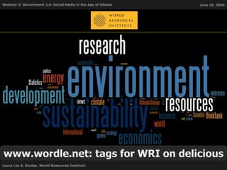 www.wordle.net: tags for WRI on delicious 