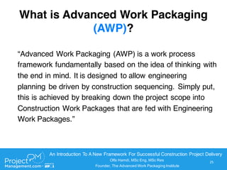 Advanced Work Packaging (AWP): An Illustration of the Mortar Concept(c ...