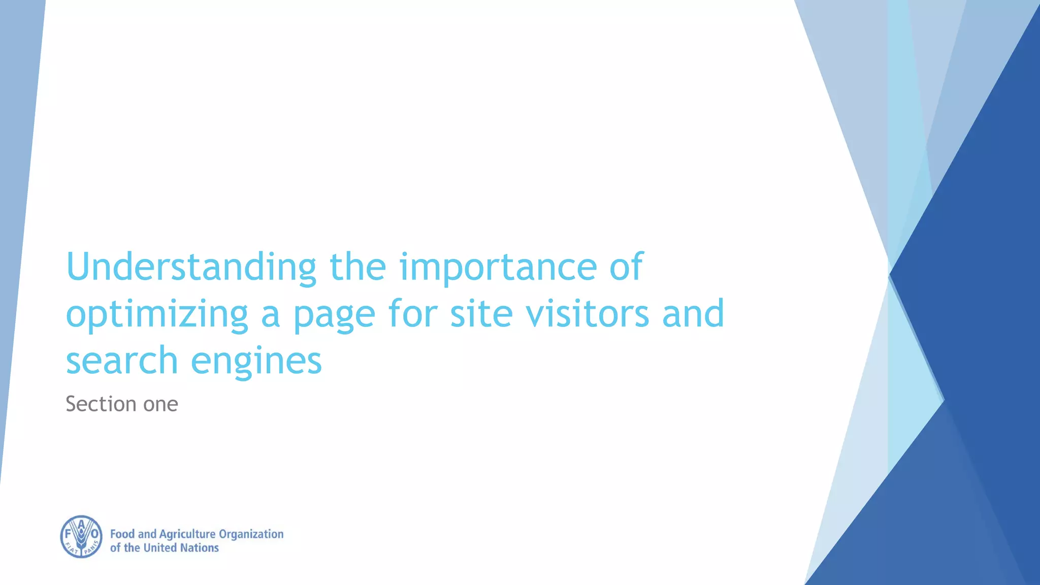 Understanding the importance of
optimizing a page for site visitors and
search engines
Section one
 