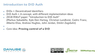 Introduction to DID Auth for SSI with Markus Sabadello | PDF