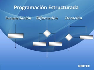 Programación Estructurada
IteraciónSecuenciación Bifurcación
 