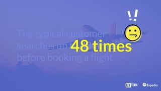 The typical customer
searches up to 48 times
before booking a flight
!!
48 times
 