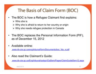 The New Basis of Claim Form (BOC) for Refugee Claims | PDF