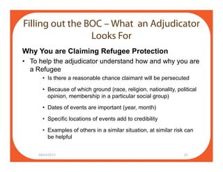 Example Of Boc The New Basis of Claim Form (BOC) for Refugee Claims | PDF