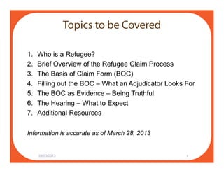 The New Basis of Claim Form (BOC) for Refugee Claims | PDF