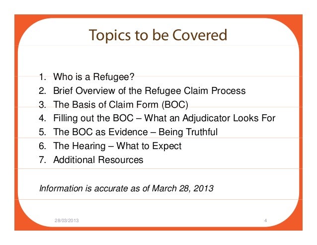 the new basis of claim form boc for refugee claims refugee form