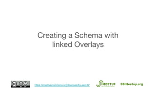 Creating a Schema with
linked Overlays
SSIMeetup.orghttps://creativecommons.org/licenses/by-sa/4.0/
 