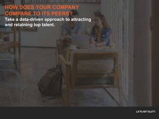 HOW DOES YOUR COMPANY
COMPARE TO ITS PEERS?
Take a data-driven approach to attracting
and retaining top talent.
 